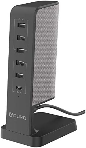 Aduro USB תחנת טעינה למספר מכשירים [Powerup Flair] שולחן עבודה מטען מהיר 6-יציאה רכזת USB עבור